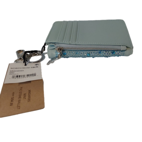 Steve Madden PVC Stone Keychain Wallet-Mint - Picture 5 of 10